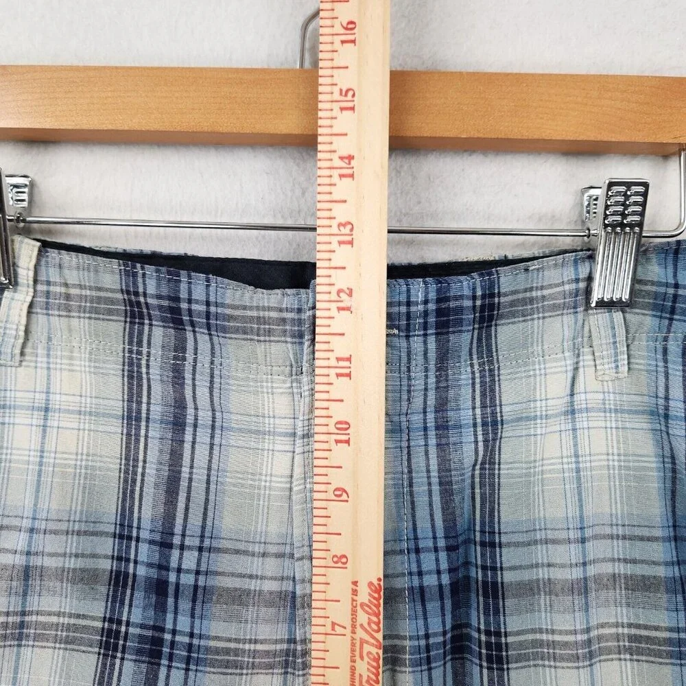Banana Republic Shorts Mens 36 Blue Plaid Flat Front Cotton Lightweight Casual